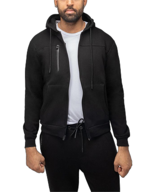 Essential Black Zip-Up Hoodie - Customizable and Contemporary