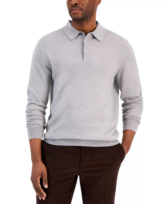 Men's Classic Heather Grey Polo Sweater