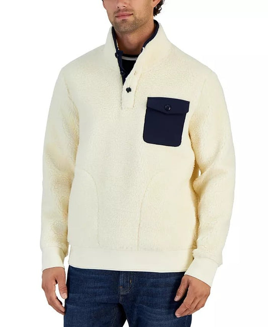 Cozy Contrast Pocket Fleece Pullover - Warmth and Style for Any Wardrob