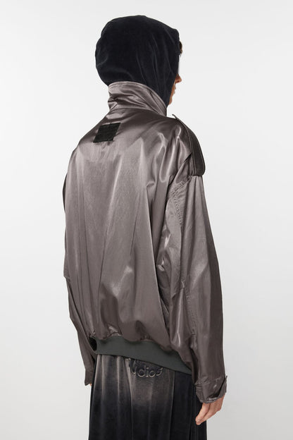 Sleek Satin Bomber Jacket - Tailored Elegance