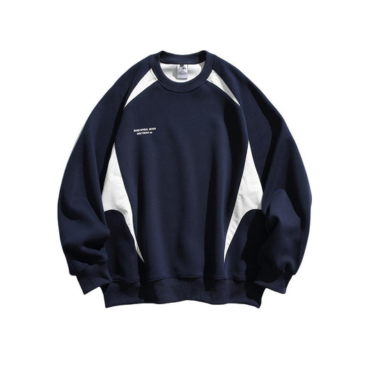 Dynamic Duo-Tone Print Cotton Crewneck Sweatshirt for Men