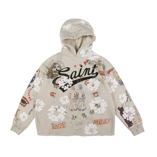 Customizable Vintage-Inspired Hoodie with Graffiti Art