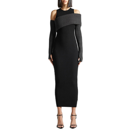 Modern Noir Knit Dress - Sophistication Redefined