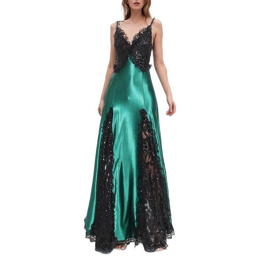 Emerald Enchantress Lace Gown