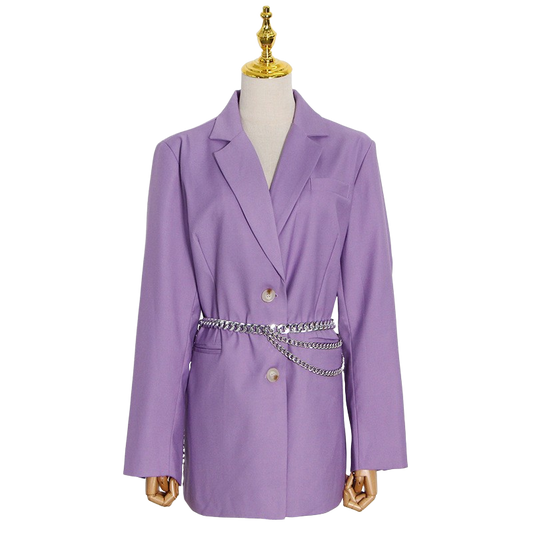 Lavender Luxe: Chain-Embellished Blazer
