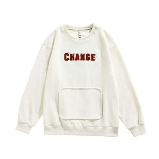 Brushed Lettering Contrast Patchwork Cotton Sweatshirt – Urban Change Statement