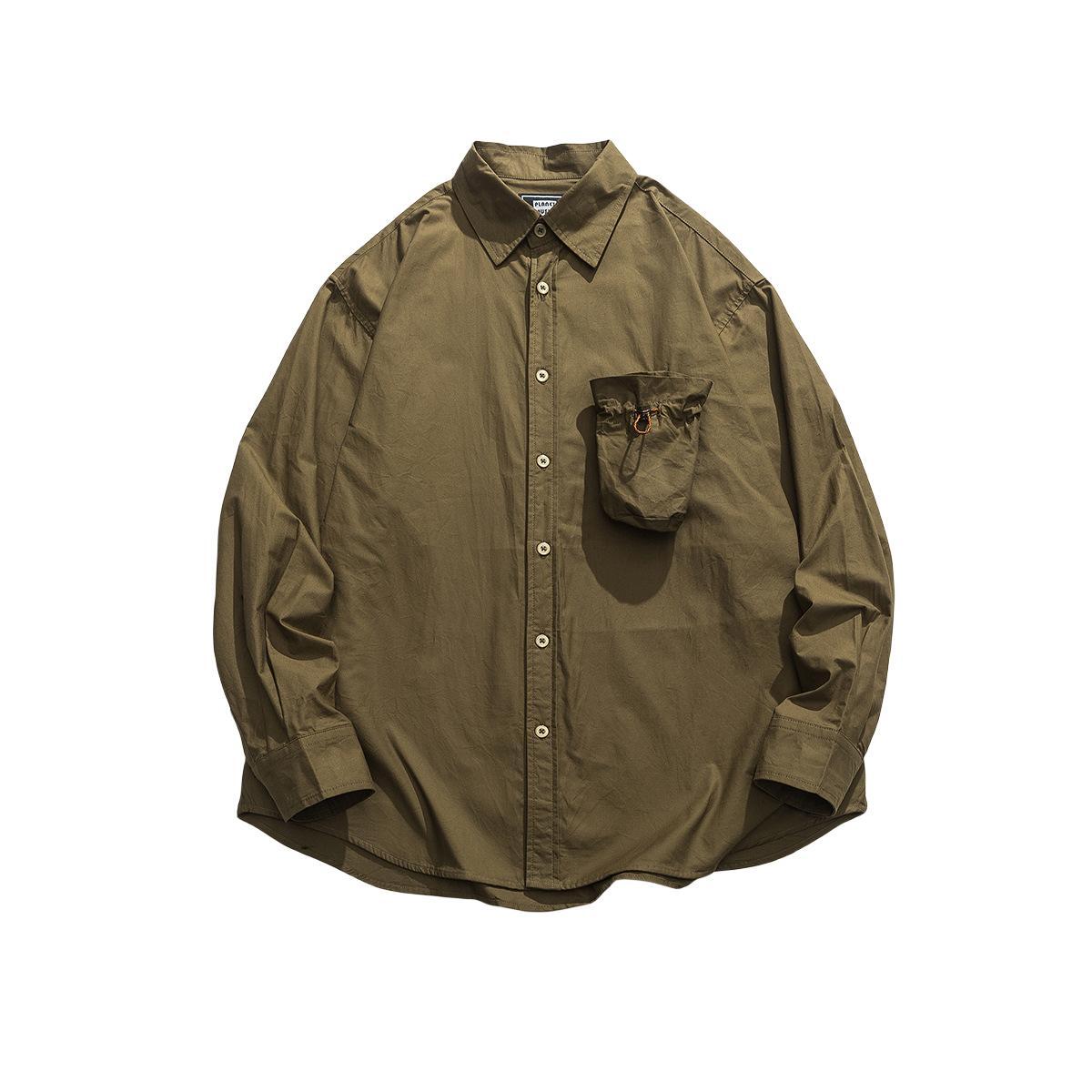 Essential Cotton Utility Overshirt with Drawstring Pocket
