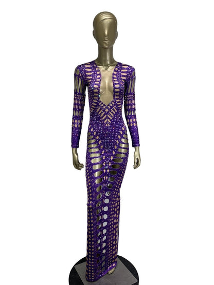 Enchanting Rhinestone Mesh Gown – Customizable Elegance