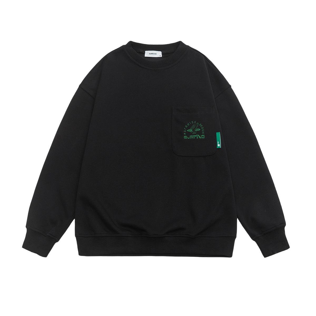 Embroidered Pocket Crewneck Sweatshirt for Men – Casual Comfort with a Tailored Twist