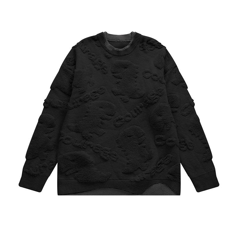 Jacquard Layered-Look Sweater - Unconventional Knitwear