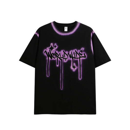 Customizable Graffiti Print Tee | Bold Purple Gradient | Streetwear Essential
