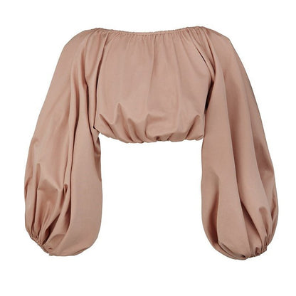 Blouse sensuelle à manches lanternes et dos ouvert 