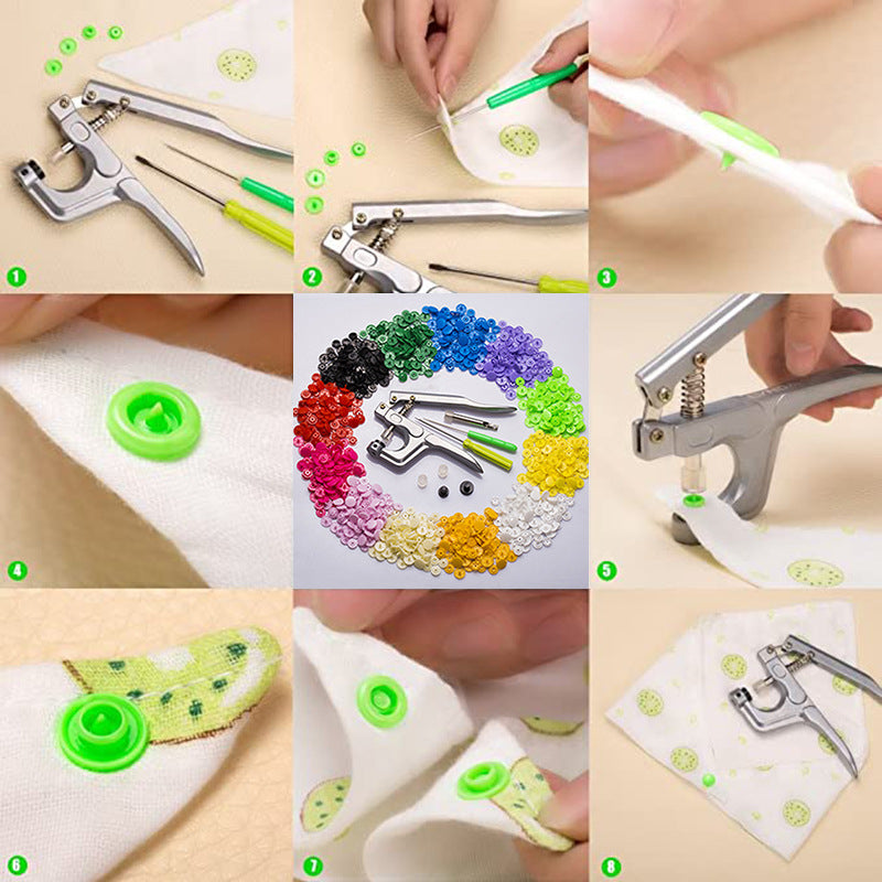 T5/T8 Colorful Plastic Resin Snap Button Installation Tool Kit for Children's Clothing