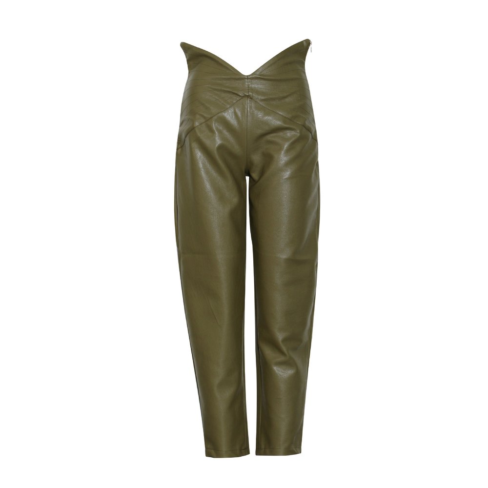 Sleek High-Waisted Faux Leather Straight Pants