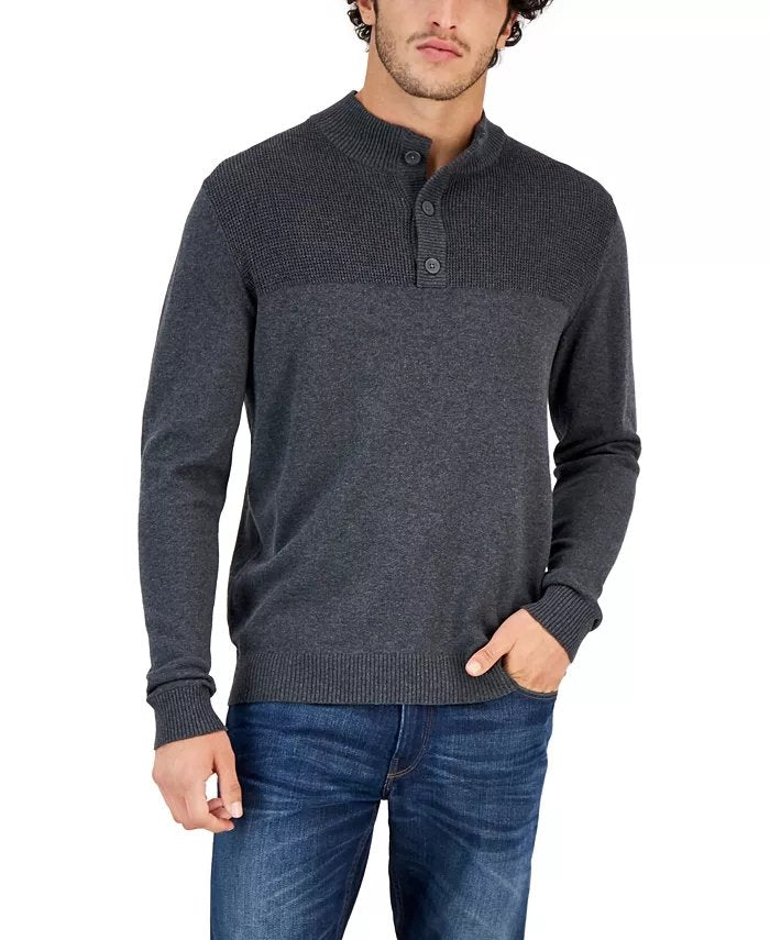 Suéter de punto Henley de otoño para hombre 