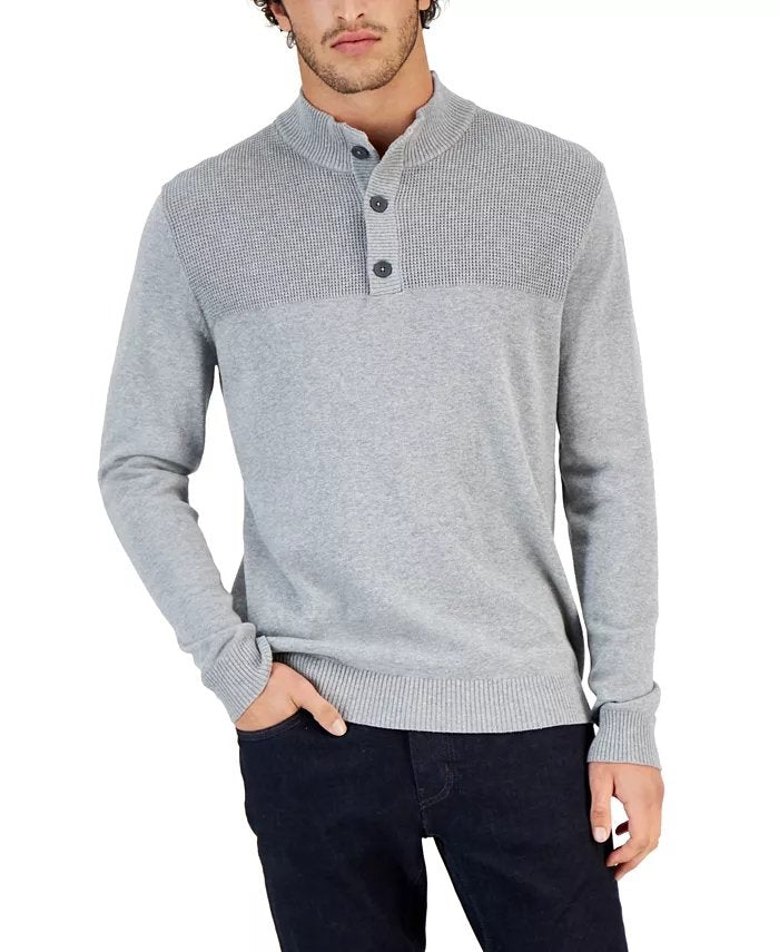 Suéter de punto Henley de otoño para hombre 
