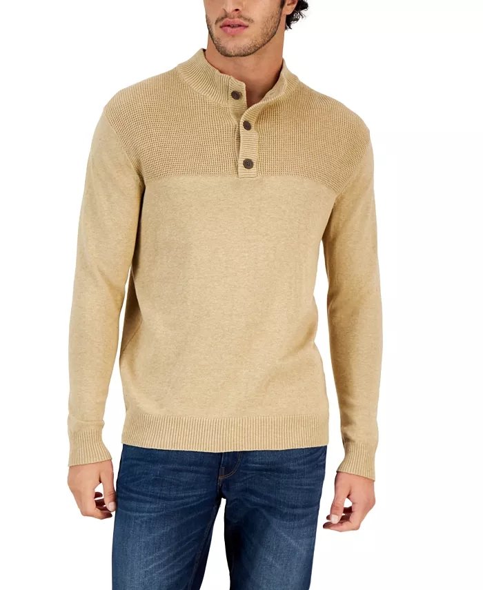 Suéter de punto Henley de otoño para hombre 