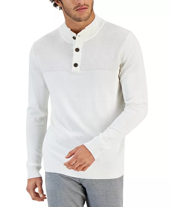 Suéter de punto Henley de otoño para hombre 