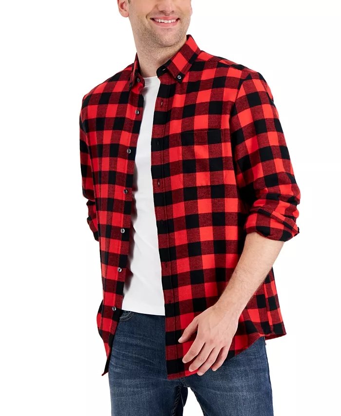 Camisa a cuadros de franela de algodón prémium para hombre: comodidad clásica reinventada 