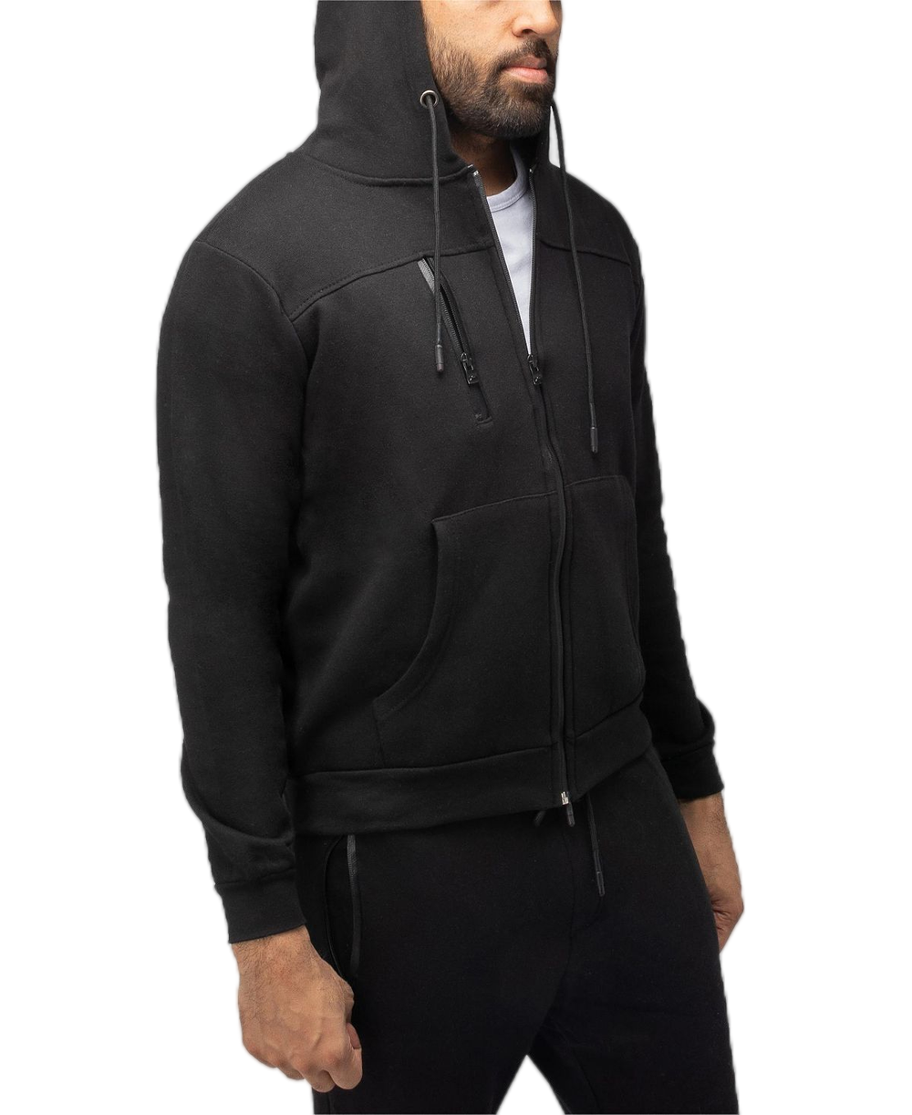 Sudadera con capucha Essential negra con cremallera: personalizable y contemporánea 