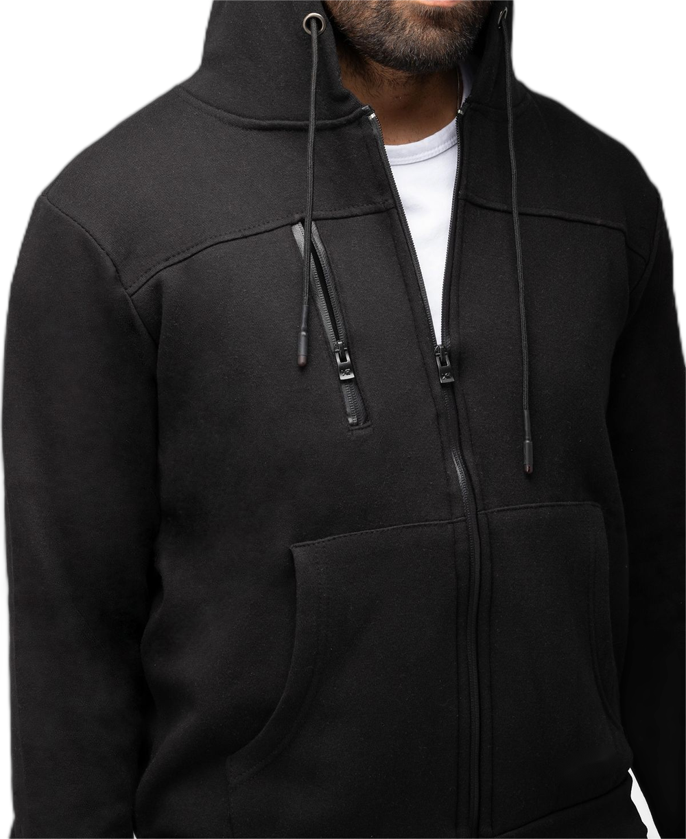 Sudadera con capucha Essential negra con cremallera: personalizable y contemporánea 