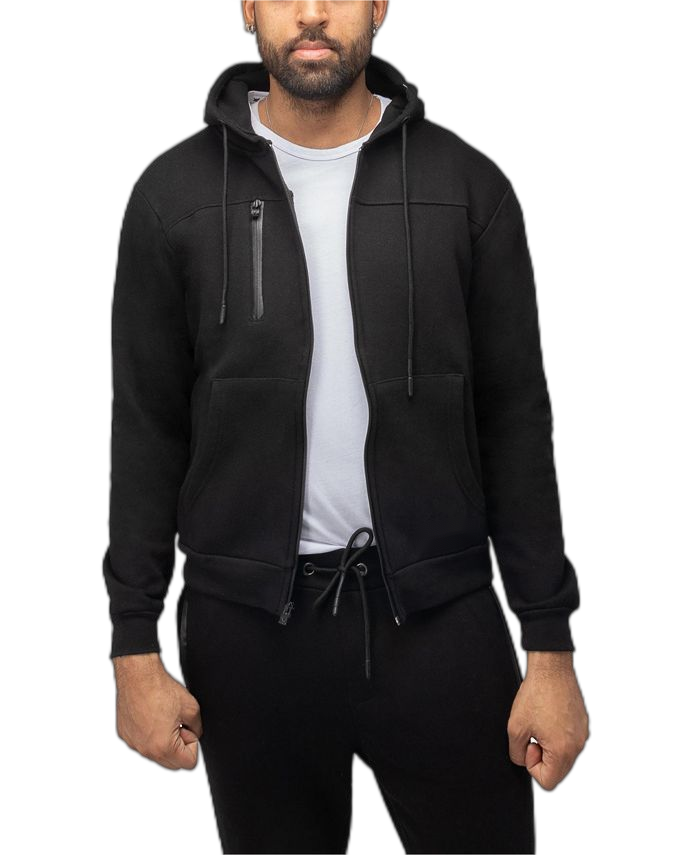 Sudadera con capucha Essential negra con cremallera: personalizable y contemporánea 