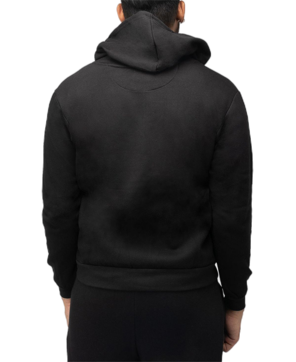 Sudadera con capucha Essential negra con cremallera: personalizable y contemporánea 