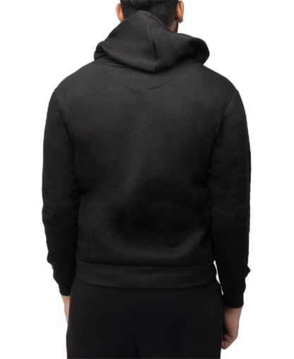 Sudadera con capucha Essential negra con cremallera: personalizable y contemporánea 