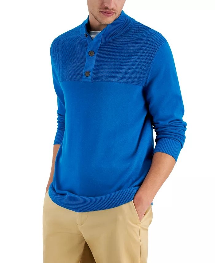 Suéter de punto Henley de otoño para hombre 