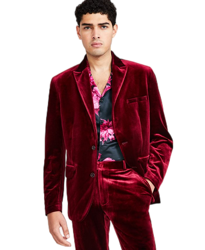 Luxury Burgundy Velvet Blazer