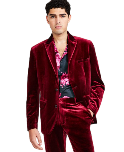 Luxury Burgundy Velvet Blazer