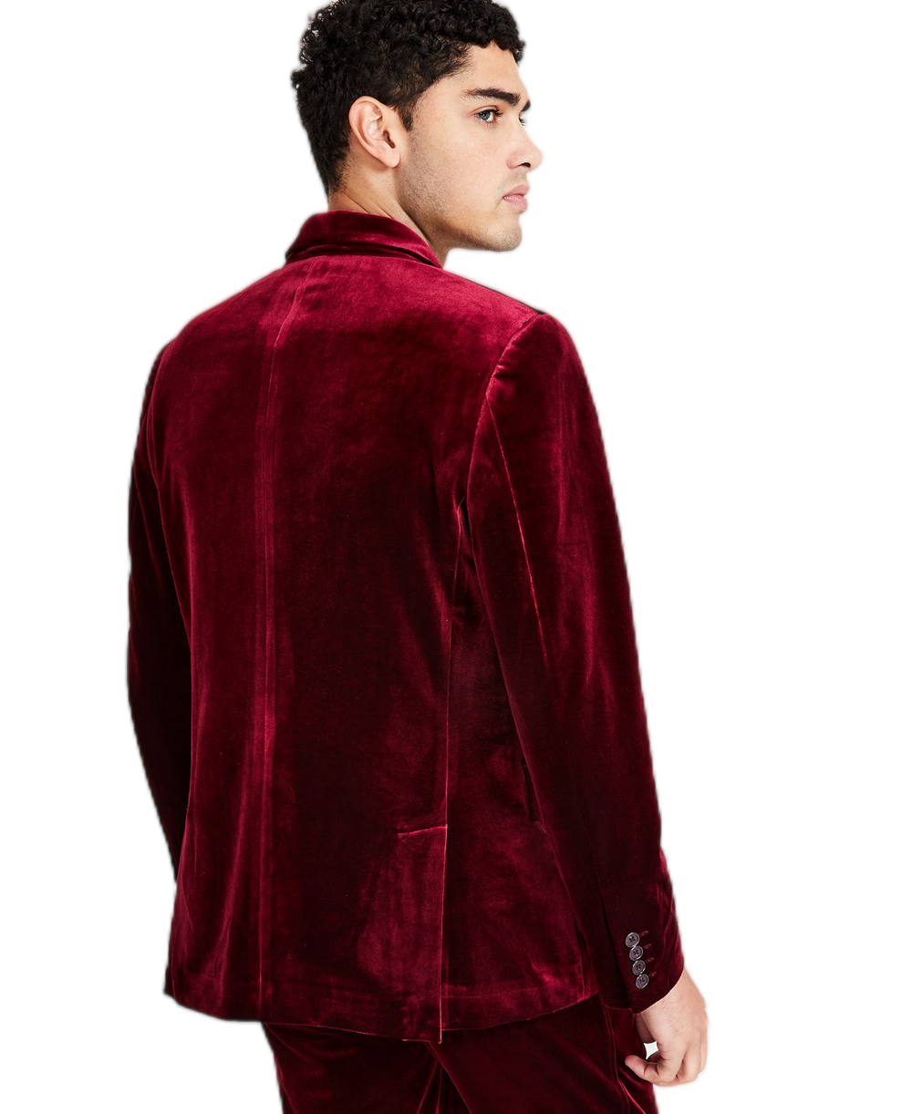 Luxury Burgundy Velvet Blazer