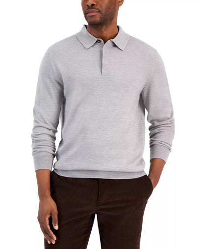 Polo clásico gris jaspeado para hombre 