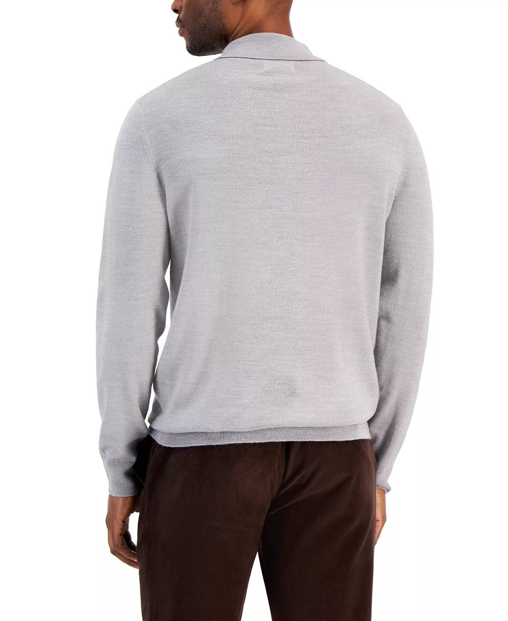 Polo clásico gris jaspeado para hombre 