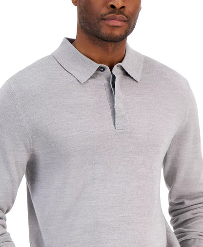 Polo clásico gris jaspeado para hombre 