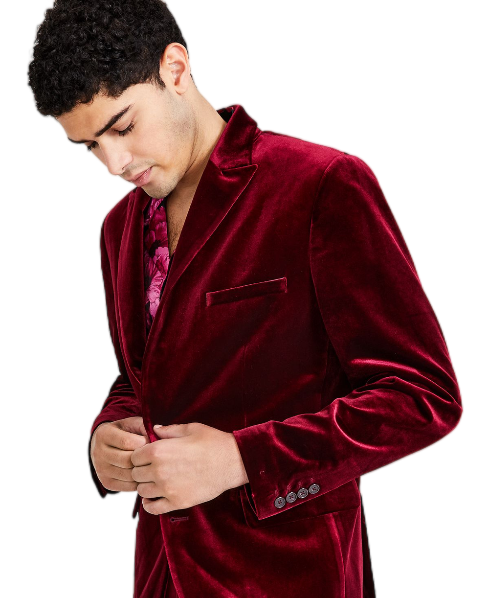 Blazer de terciopelo burdeos de lujo 