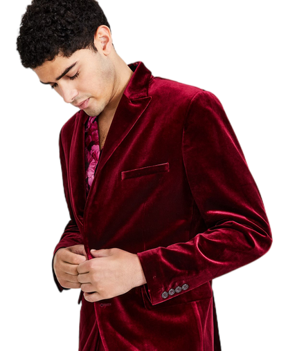 Luxury Burgundy Velvet Blazer