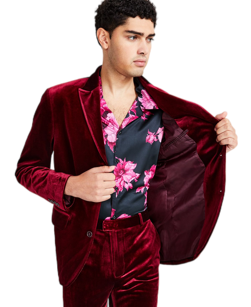 Luxury Burgundy Velvet Blazer