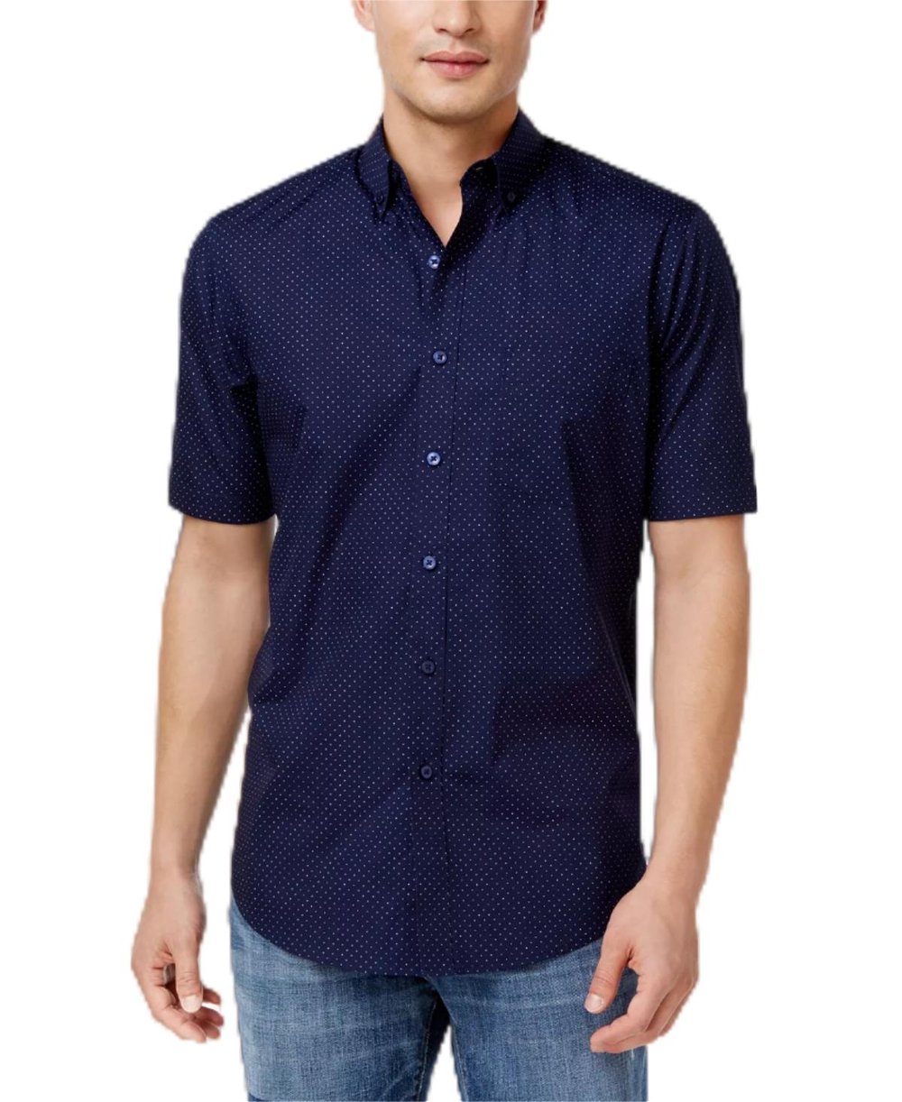 Camisa de manga corta con estampado de puntos para hombre: informal pulida con un toque moderno 