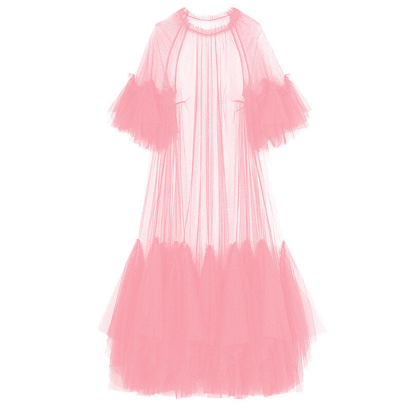 Vestido largo de malla en capas Ethereal Tulle Dream 