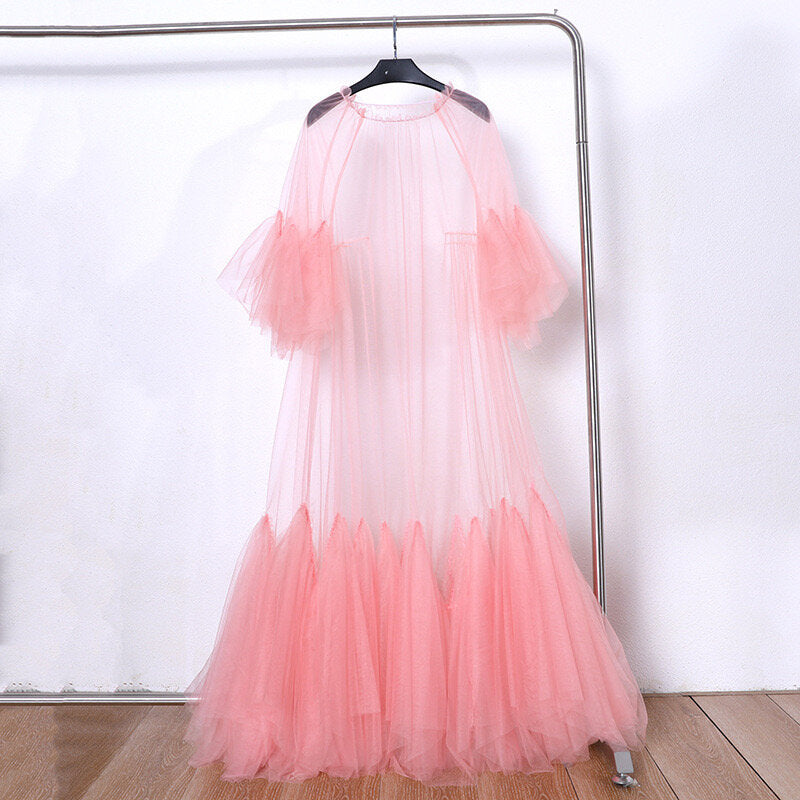 Vestido largo de malla en capas Ethereal Tulle Dream 