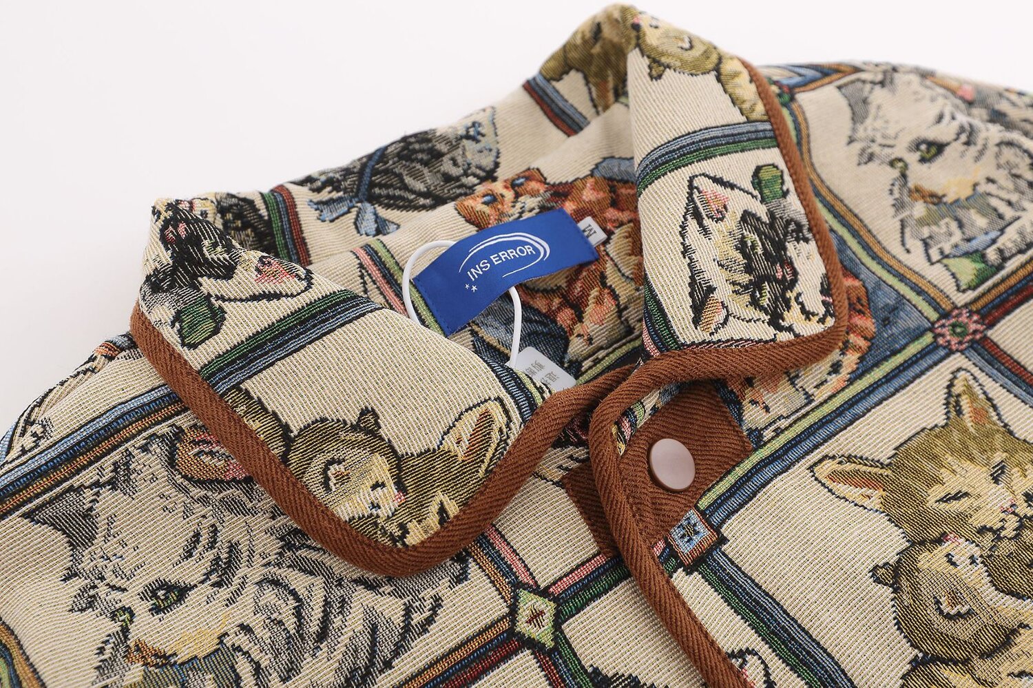 Chic Customizable Cat Motif Jacquard Jacket – Versatile Fashion for All Seasons