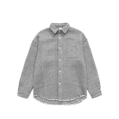 Chemise décontractée à texture quadrillée avec ourlet effiloché 