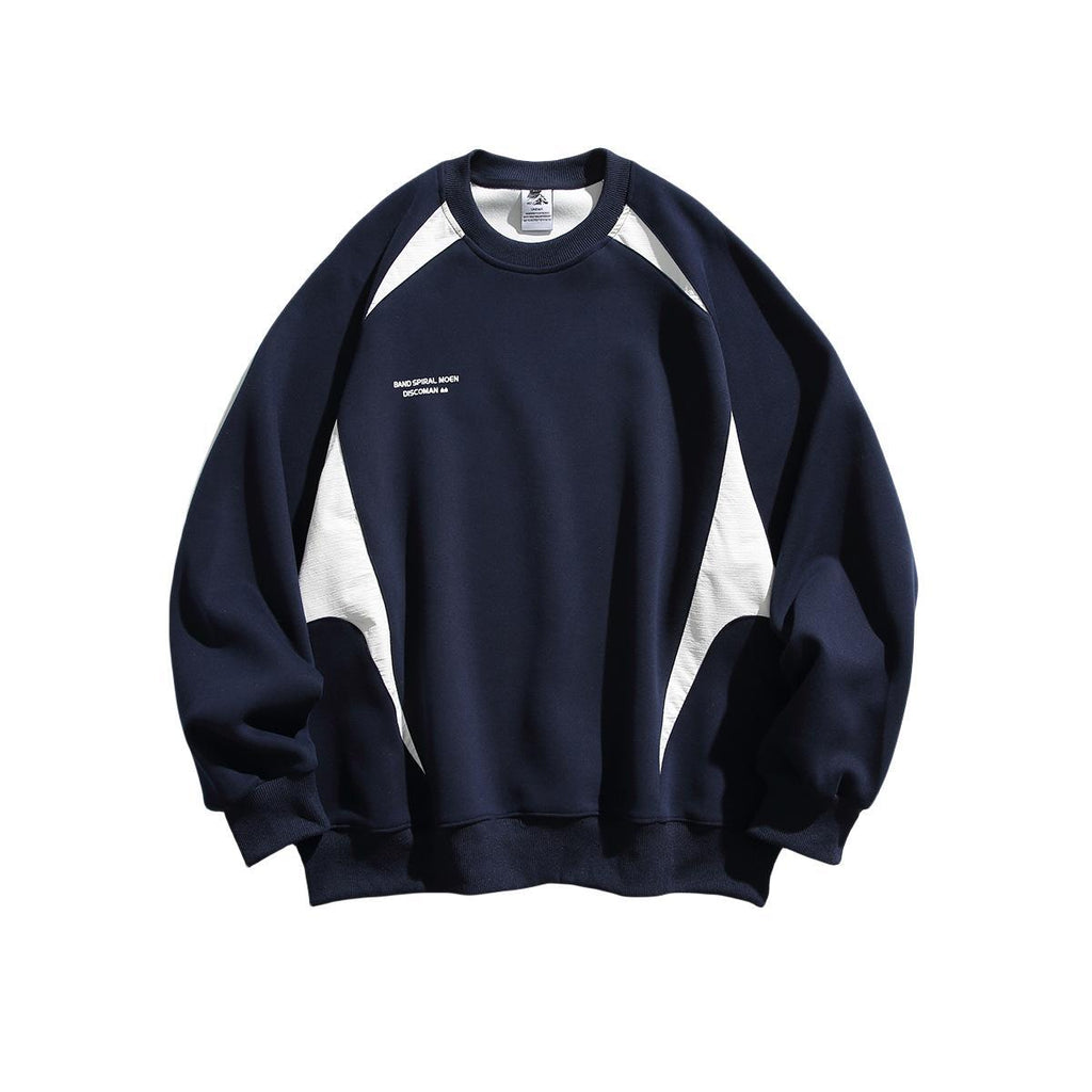 Dynamic Duo-Tone Print Cotton Crewneck Sweatshirt for Men