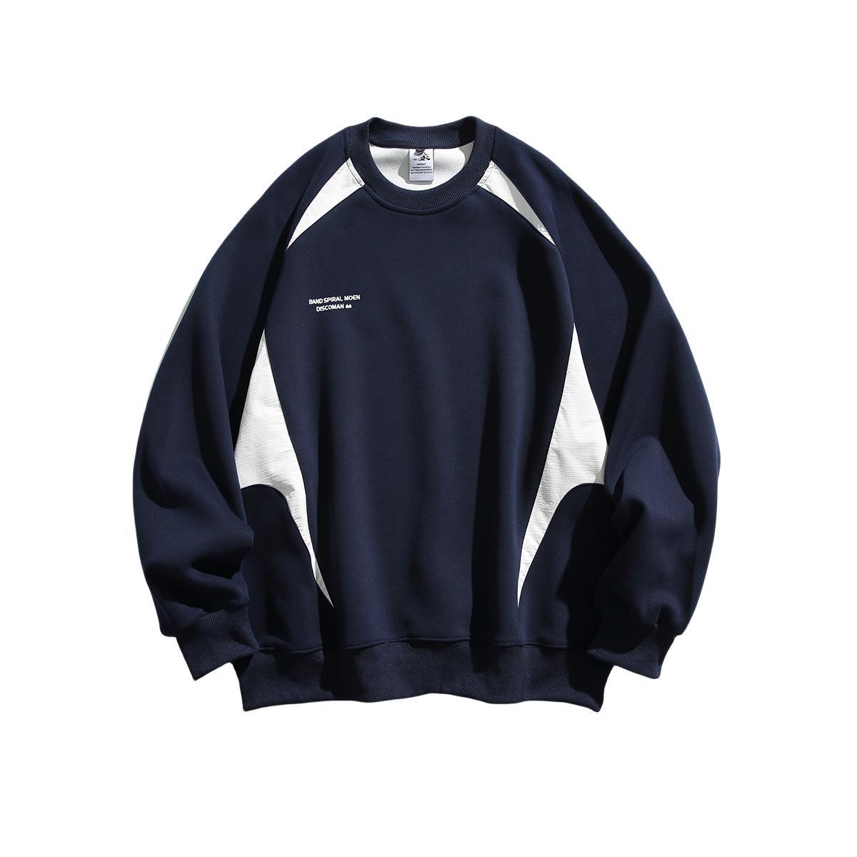 Dynamic Duo-Tone Print Cotton Crewneck Sweatshirt for Men