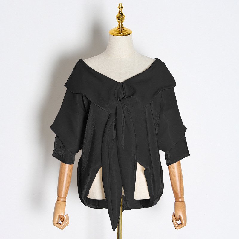 Elegant Customizable Tie-Back Satin Blouse