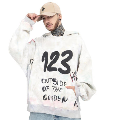 Custom Heavyweight Washed Vintage Number Print Oversized Hoodie