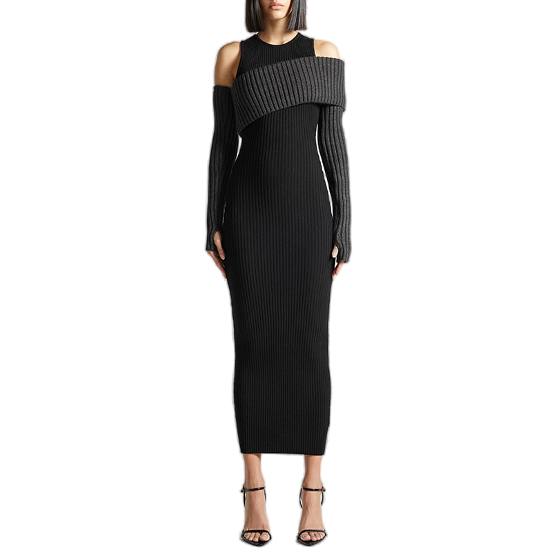 Robe en tricot noir moderne - La sophistication redéfinie 