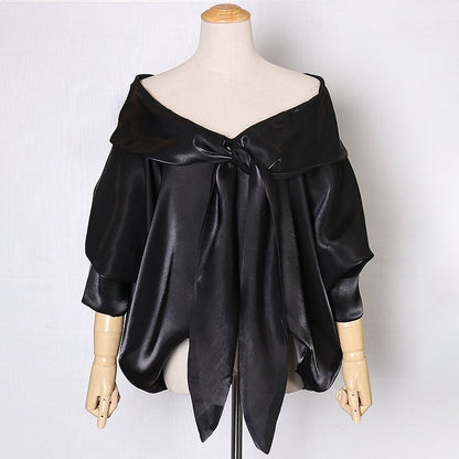 Elegant Customizable Tie-Back Satin Blouse