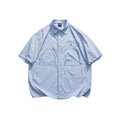 Summer Sky Blue Structured Cotton Short-Sleeve Men's Shirt